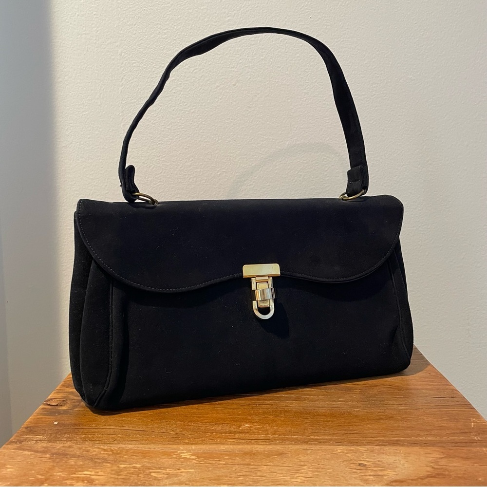 Vintage navy blue suede bag/clunch